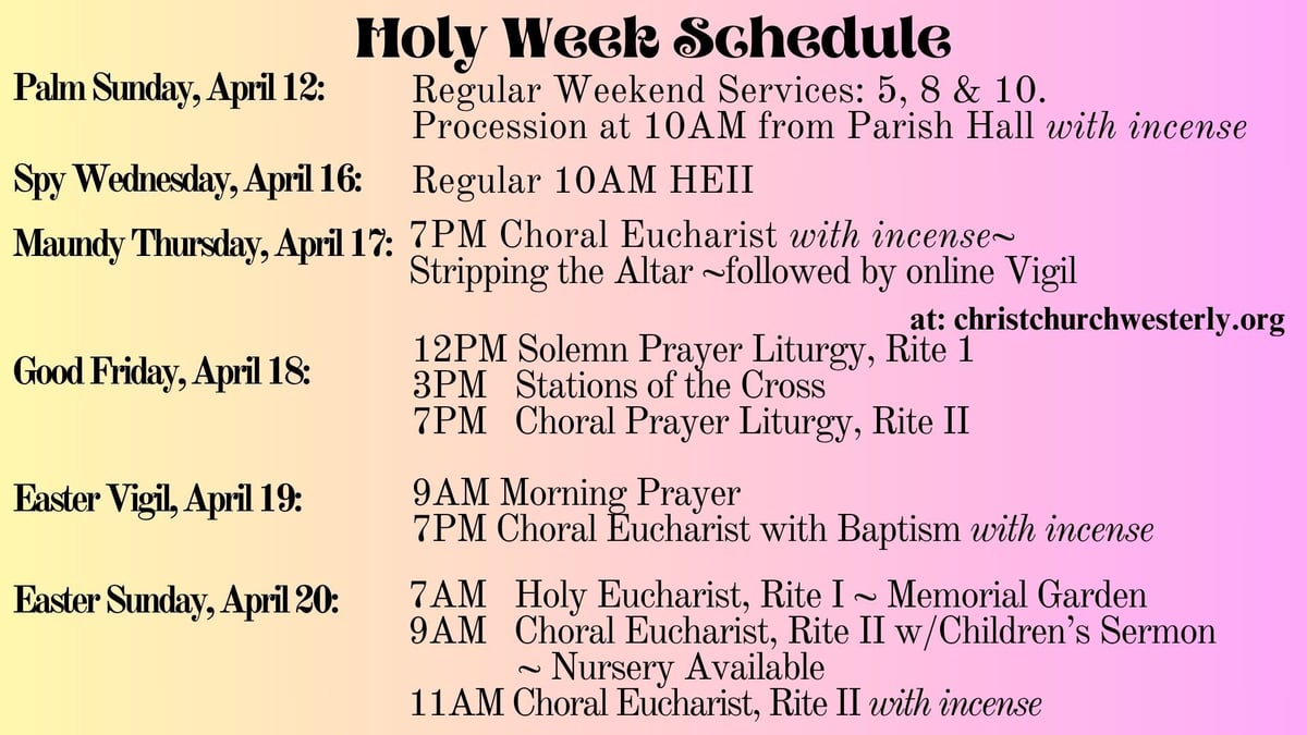 Holy Week Schedule (Calendar) (1)